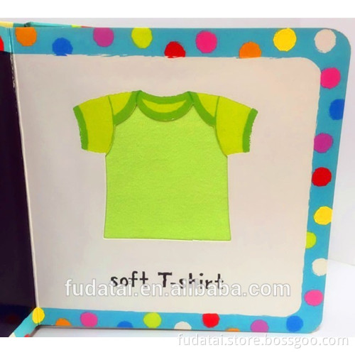 FDT customized new style baby education cloth touch and feel board book printing